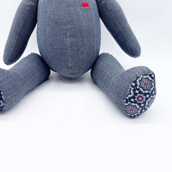 Vintage Handmade Jointed Teddy Bear Pinstripe Paisley Pattern Daddy Bear Inc Tag - Picture 7 of 12